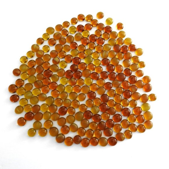 Vintage Mustard Brown Glass Marbles Flat Back Vase Filler Fall Decor - Picture 1 of 5